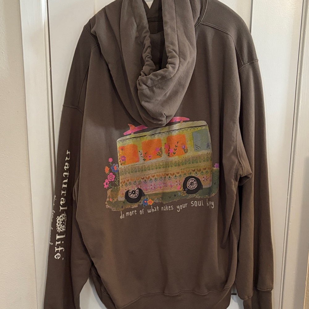 Gray Oversized Hoodie with Embroidered Detail- Natural Life